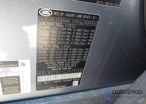 2020 Land Rover Discovery Hse Td6 from USA, damaged, VIN SALRR2RK4L2428166